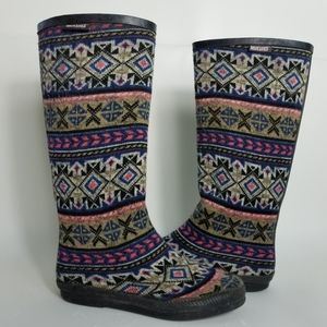Mukluks rubber boots aztec fabric 8